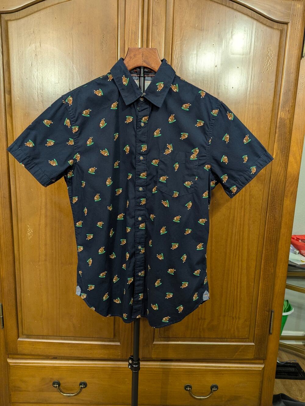 MBX Premium Goods Turkey Football Print Button-Up Shirt Men's (Size S)